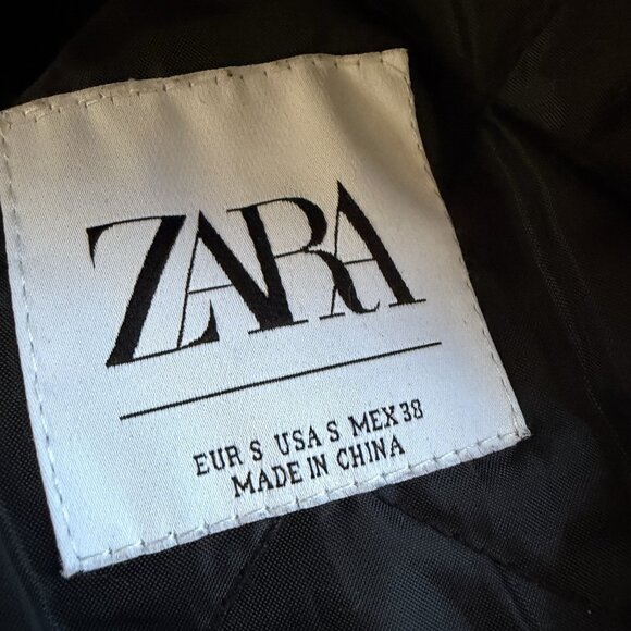Zara Man Mens Biker Style Full Zip Black Jacket Size S Small Bomber Zip Pockets - Picture 4 of 6